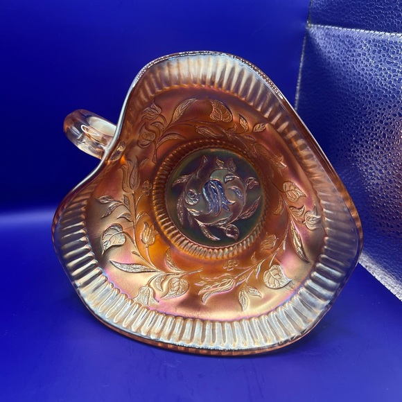 Vintage Dugan Marigold Carnival Glass Windflower Nappy Dish, Sauce Server - Picture 3 of 13